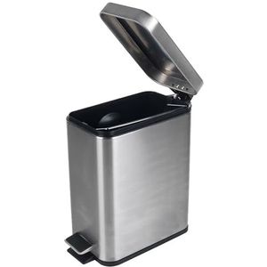 Beldray LA041173SS Rectangular Pedal Bin – 5L Inner Bucket, Soft Closing Lid Mechanism, 5 Litre, Stainless Steel, For Home, Toilet, Kitchen, Bathroom, Waste Bin With Bar Pedal For Narrow Spaces