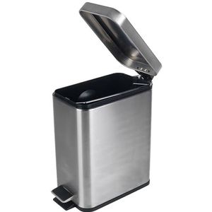 Beldray LA041173SS Rectangular Pedal Bin – 5L Inner Bucket, Soft Closing Lid Mechanism, 5 Litre, Stainless Steel, For Home, Toilet, Kitchen, Bathroom, Waste Bin With Bar Pedal For Narrow Spaces