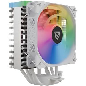 Nfortec Centaurus X2 CPU-luchtkoeler, 4 buizen met 120 mm, ARGB-verlichtingstechnologie, ventilator met PWM-bediening, INTEL- en AMD-fitting, wit