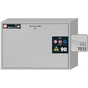 Asecos UB-S-90 Veiligheidsonderbouwkast met lade, cilinderslot en sluitstandindicator, lichtgrijs, 893 mm breedte, 502 mm diepte, 600 mm hoogte