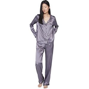Trendyol Pyjama Set - Blauw - Effen, Blauw, 66