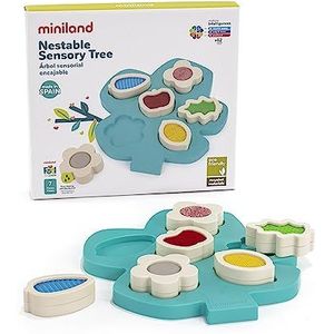 Miniland - Insteekbare sensorische boom, sensorisch speelgoed voor baby's van 12 tot 24 maanden, gemaakt in Spanje van gerecyclede en recyclebare materialen, feel to learn-collectie.