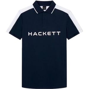 Hackett London Heren Faux Suede Knit Fzip Polo, Blauw (Navy), XL, Blauw (zwart), XL