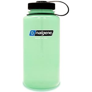 Nalgene Sustain Tritan BPA-vrije waterfles gemaakt van materiaal afgeleid van 50% plastic afval, 32 oz, brede mond, Glow Green