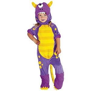 Rubies Monstercin kostuum voor kinderen, babymaat 1-2 jaar, rompertje met klittenbandsluiting en staart, Halloween, carnaval, Kerstmis en verjaardag