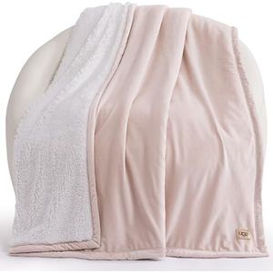 UGG 23852 Bliss Sherpa volledig omkeerbare deken voor bank of bed, machinewasbaar, onderhoudsvriendelijk, zachte pluche, luxe extra grote accentdekens, 178 x 127 cm, kwarts