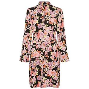 VERO MODA CURVE Dames Vmlucia Ls Abk Shirt Dress WVN Cur Jurk, zwart/Aop: lala, 48 NL