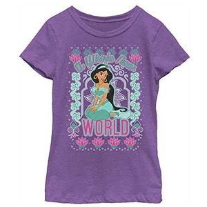 Disney Mädchen Aladdin Jasmine World Sweater-T-shirt, paarse bes, XS, (96 - 104 cm)