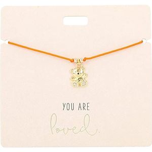 Depesche 11837-003 - Armband in oranje ""You are loved""met gouden bedel en decoratieve parel, variabele lengte, ideaal als geschenkidee