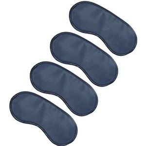 WIZBIOTECH Slaapmasker, set van 4 oogmaskers van 100% echt natuurlijk met verstelbare riem, oogmasker om te slapen, oog-slaapbescherming voor yoga-reizen, blokkeert licht - marineblauw