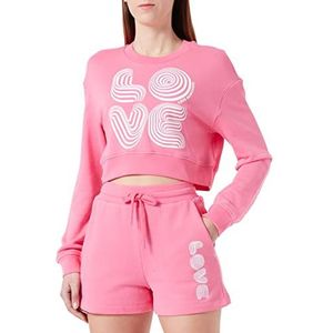 Love Moschino Dames cropped fit lange mouwen ronde hals sweatshirt, fuchsia, 38, fuchsia, 38