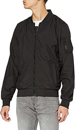 Build Your Brand Herenjack nylon bomberjack, lichte bomberjack voor mannen, verkrijgbaar in 2 kleuren, maten S - XXL, zwart (Black 00007), L