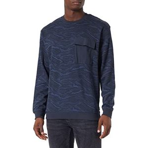 TOM TAILOR Denim Uomini Sweater met patroon 1032780, 30329 - Dark Grey Blue Marble Print, L