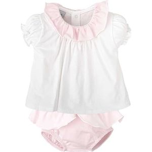 BABIDU Meisjesset met bedrukte kikker en korte mouwen T-shirt met ruches, uniseks, baby, Roze, 3 Maanden