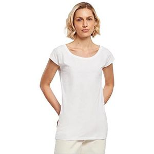 Build Your Brand Dames Dames Dames T-shirt met brede hals, wit, XXL