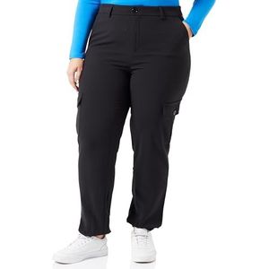 KAFFE Cargobroek voor dames, hoge taille, elastische manchetten, regular fit, ritssluiting en knoop, Black Deep, 44