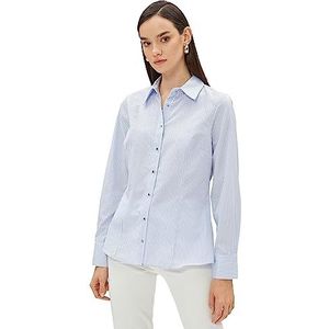 Koton Dames Metal Buttoned Long Sleeve Basic Shirt, 6S5 (Blue Stripe), 34