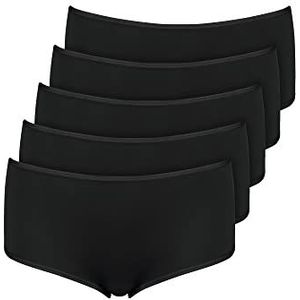 Nur Die 5-pack hipster slips meerkleurig van katoen stretch ondergoed onderbroeken basic meerpak dames, zwart, 44-46