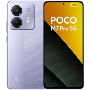 POCO M7 Pro 5G Smartphone, 12+256GB, Purple, Clear 50MP Sony camera with OIS, 5110mAh battery, 45W turbo charging, 120Hz eye-care AMOLED display (No power adapter included)