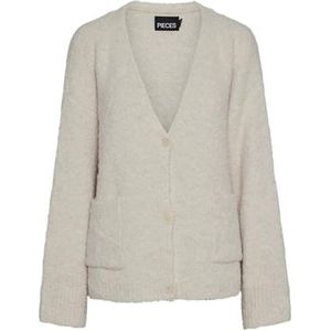 Pcnori Ls V-hals Knit Cardigan Bc, Birch/Detail: egret, M