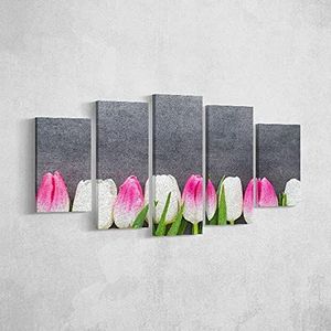 Homemania Afbeelding bloemen 5 natuur van woonkamer, meerkleurig, 100 x 3 x 60 cm, HM205PKNV-5, polyester, hout