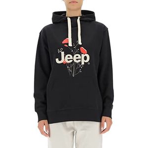 Jeep O102606-B000 J Oversize sweatshirt met capuchon, botanische print, J22W, zwart, XL