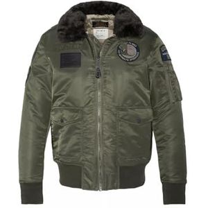 Schott NYC OharavINTRS pilotenjack met badge en kraag, imitatiebont, afneembaar, Schott, Army, Kaki, M Volwassenen