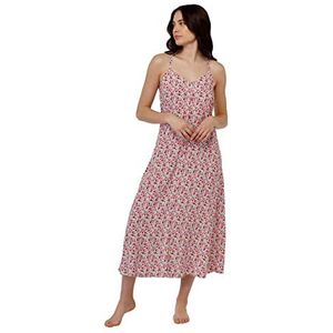 LOVABLE Lange jurk met bandjes, strandkleding voor dames, Roze en bloemenprint, L