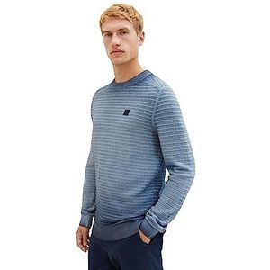 TOM TAILOR Gebreide trui van katoen voor heren in washed look, 10668-sky Captain Blue, 3XL