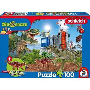 Schmidt Spiele 56462 Dinosaurs, dinosaurussen van de premium, 100 stukjes, met add-on (een origineel figuur Saichania, mini) kinderpuzzel