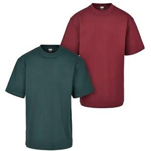 Urban Classics, Herren, T-Shirt, Tall Tee 2-Pack, Redwine+Bottlegreen, XXL