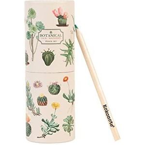 Set van Kleurpotloden Botanical Cacti - 18 kleurpotloden - Kleurpotloden met etui - Doos met kleurpotlood