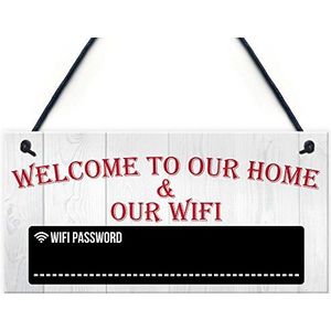 RED OCEAN Welkom bij Ons Huis & Wifi Wachtwoord Krijtbord Gift Hangende Plaque Internet Teken