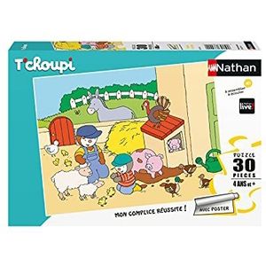 Nathan - Kinderpuzzel - 30 stukjes - T'choupi op de boerderij - Meisjes of jongens vanaf 4 jaar - Hoogwaardige puzzel - Dik en duurzaam karton - Dagelijks & Dieren - 86379