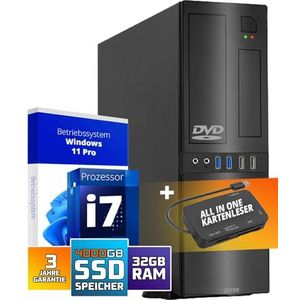 GMR - Desktop PC - Ultra Slim - i7 - 32GB RAM - 4000GB SSD - DVD±RW - USB 3 - Windows 11 Pro - Bluetooth - WiFi