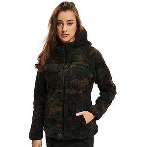 Brandit Teddy fleece jas met capuchon voor dames, winterjas, jacht, outdoor, fleece jas, woodland, M
