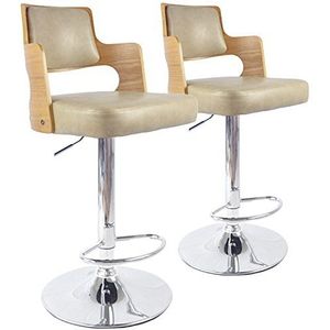 Menzzo 2 stoelen Russel licht & crème, leer, licht/crèmekleurig, 46 x 44 x 88 cm