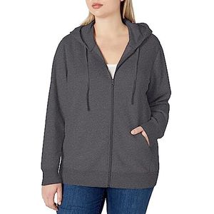 Amazon Essentials Women's Fleecetrui van Franse badstof met volledige ritssluiting (verkrijgbaar in grote maten), Donkergrijs, XS