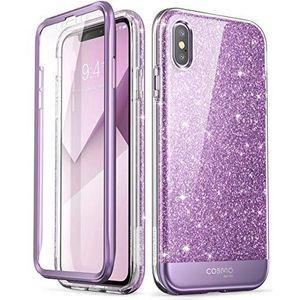 i-Blason Hoesje iPhone X / iPhone Xs Case Glitter met Schermbeschermer [Cosmo Series] Beschermhoes voor Apple iPhone X/Xs 5.8"" inch, Paars