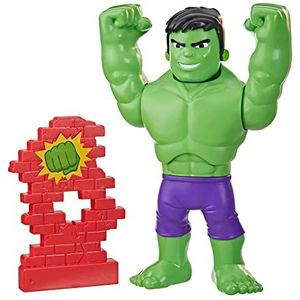 Marvel Spidey and His Amazing Friends Power Smash Hulk-speelgoed voor peuters, Hulk-actiefiguur van 25 cm met verschillende gelaatsuitdrukkingen, vanaf 3 jaar