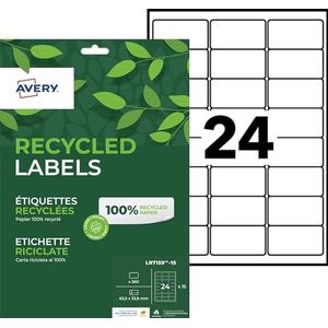 Avery – Verpakking met 360 etiketten, 100% gerecycled, zelfklevend, Montimbrenline, formaat 63,5 x 33,9 mm, laserdruk (Lr7159-15)