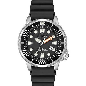 Citizen Promaster Diver herenhorloge op zonne-energie met rubberen band, Zwart Ion Plated, Riem