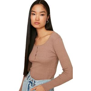 TRENDYOL Dames vizon-klinknagels met gebreide blouse blouse, nerts, S