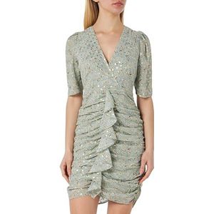 nolie Dames gedrapeerde jurk 19226412-NO01, GROEN meerkleurig, S, Groen meerkleurig, S