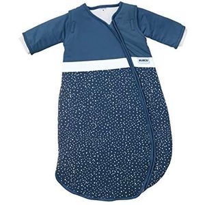 Gesslein 770210 Bubou babyslaapzak met afneembare mouwen: temperatuurregulerende slaapzak voor pasgeborenen, babymaat 50/60 cm, punten blauw/wit, blauw, 250 g