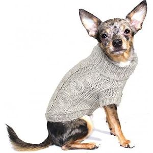 Hip Doggie Angora Cable Knit Sweater, L, zand