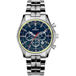 ORPHELIA Heren chronograaf polshorloge Oblivion met roestvrij stalen armband, blauw, Klassiek