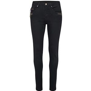 Cream Skinny Jeans Broeken Slim Fit Push Up Mid Waist, Zwart Denim, 26
