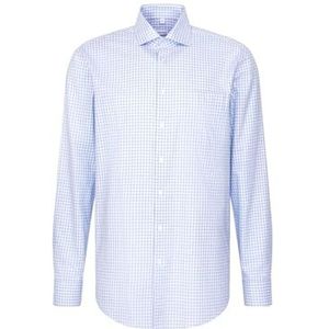 Seidensticker - Flanellen Overhemd - Zwart - Regular 1/1 Kentkraag Ruit