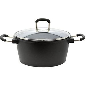 ELO 42221 Kookpan met glazen deksel 20 cm, serie Siloncast, kookpan van gegoten aluminium met anti-aanbaklaag, inductie